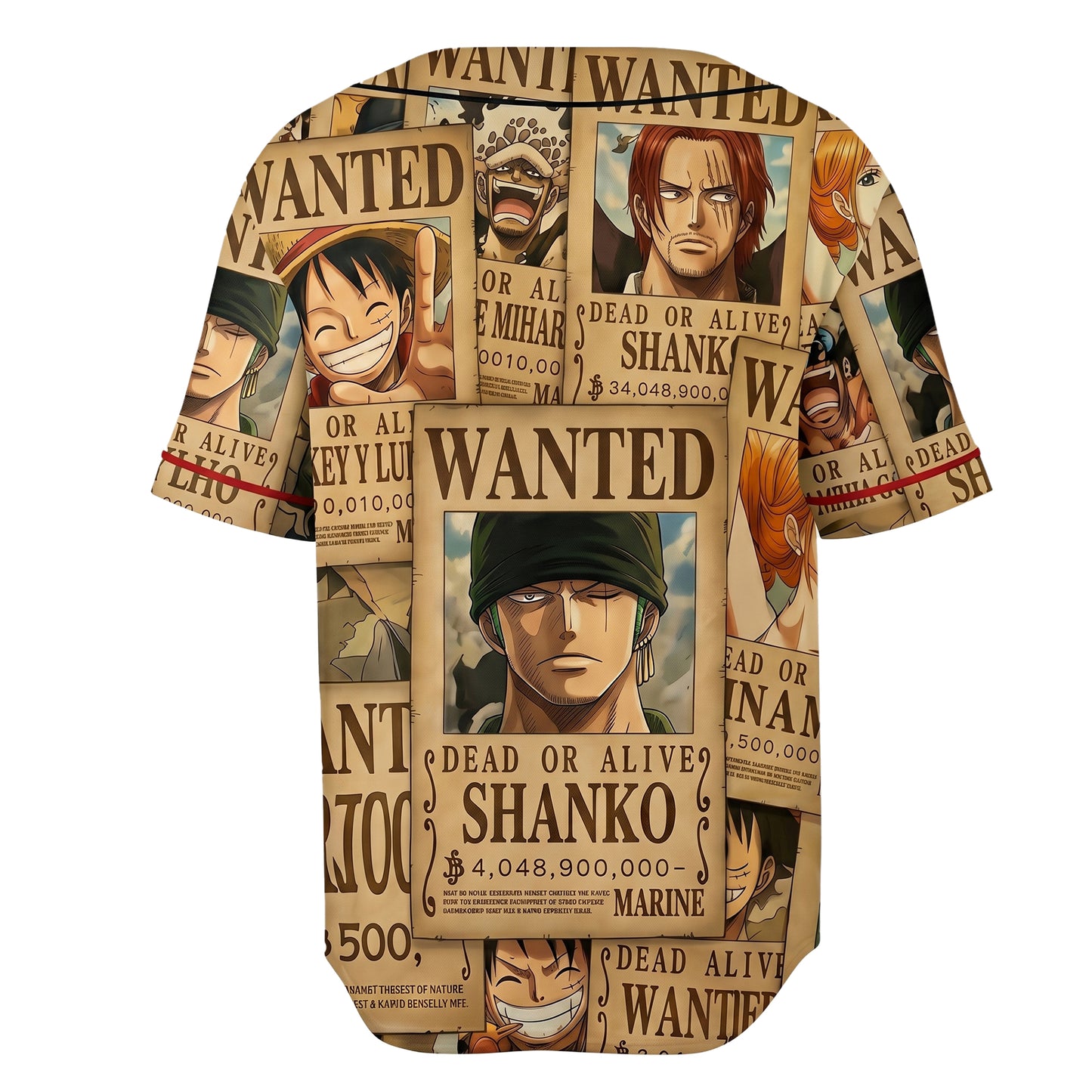 Green Beige Authentic Baseball Jersey, Anime Swordsman Inspired Button Up Jersey, Manga Fan Cosplay Sports Shirt