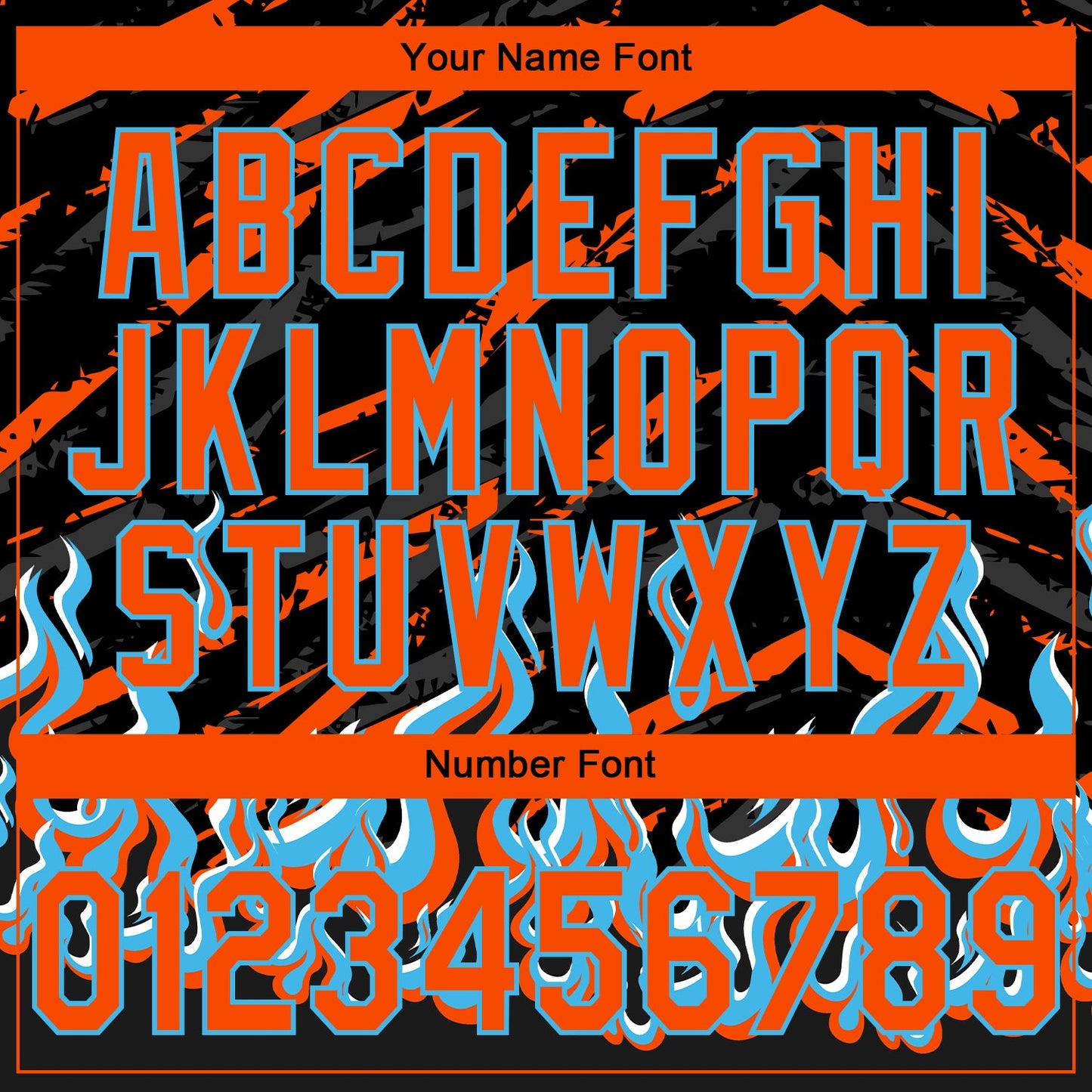 Custom Stitched Black Orange Lakes Blue-White 3D Pattern Design Flame Sports Pullover Sweatshirt Hoodie