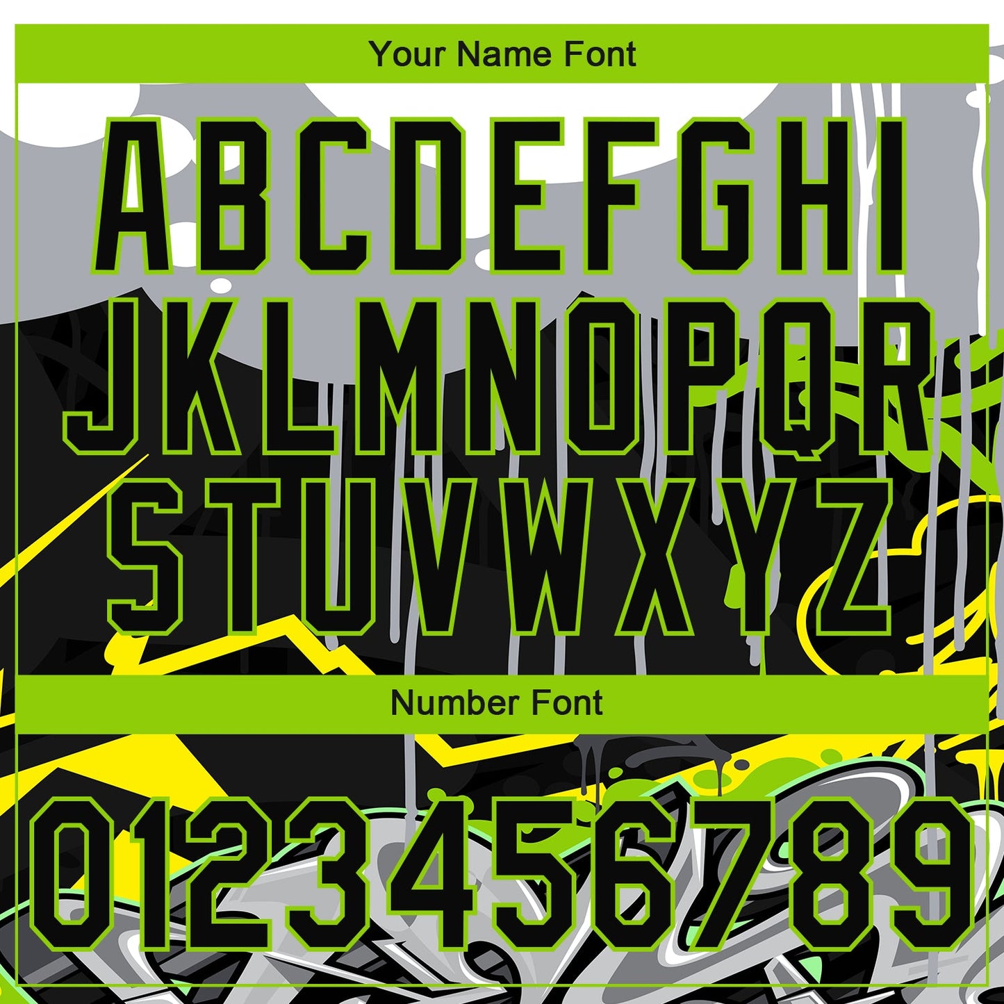 Custom Stitched Black Gray Neon Green Yellow-White 3D Graffiti Splash Street Art Sports Pullover Sweatshirt Hoodie