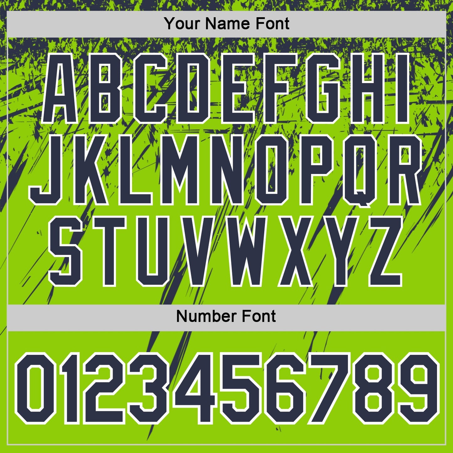 Custom Neon Green Navy-White Distressed Scratch Brush Stroke Performance T-Shirt