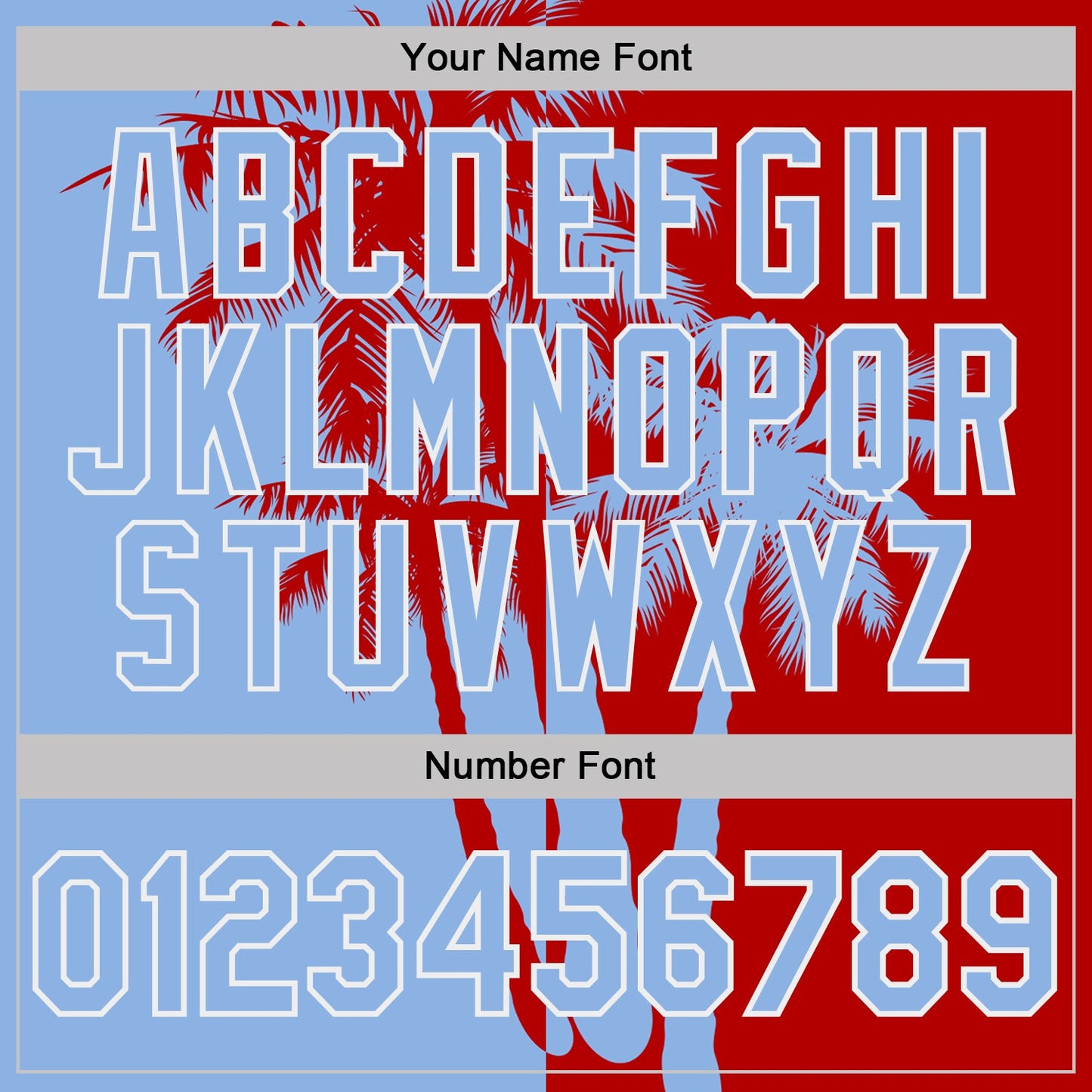 Custom Red Light Blue-White Hawaii Tropical Coastal Palm Trees Performance T-Shirt