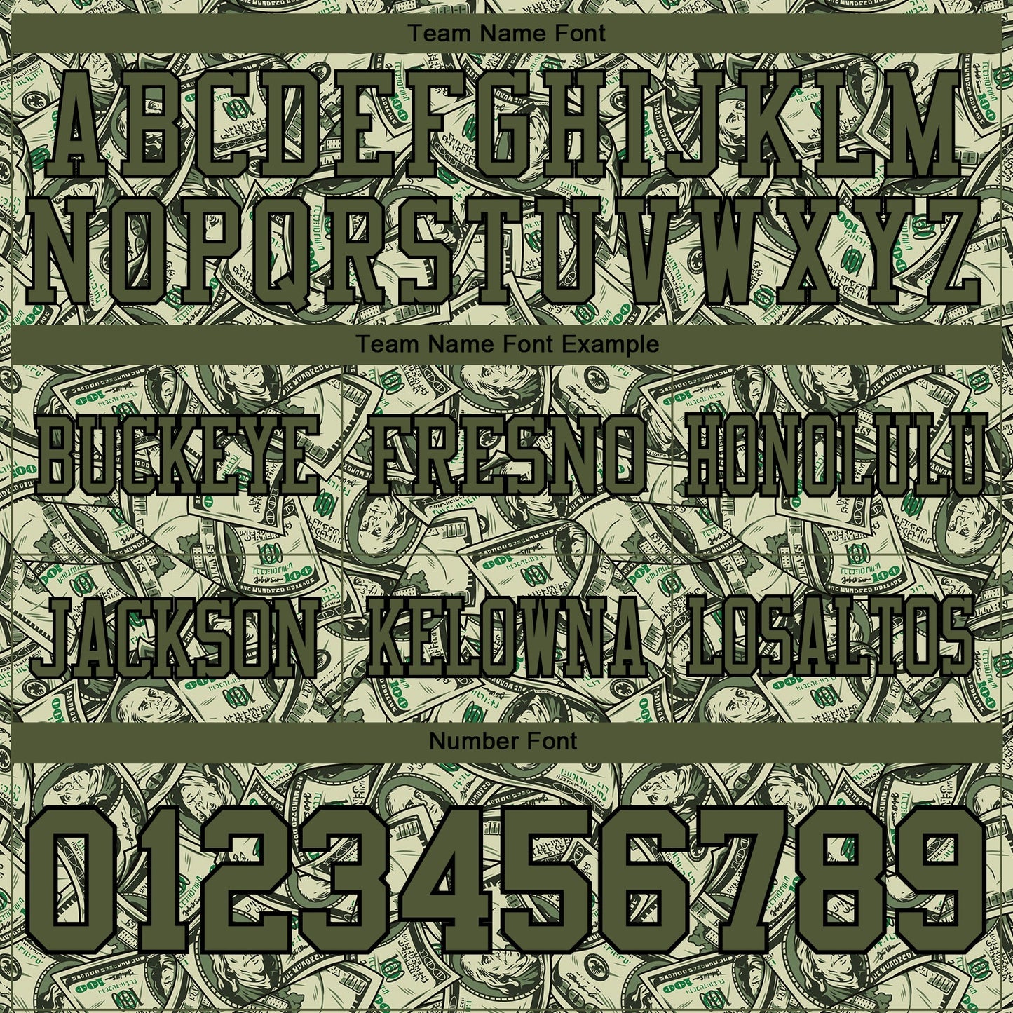 Custom Green Olive-Black 3D Pattern Dollar Authentic Football Jersey