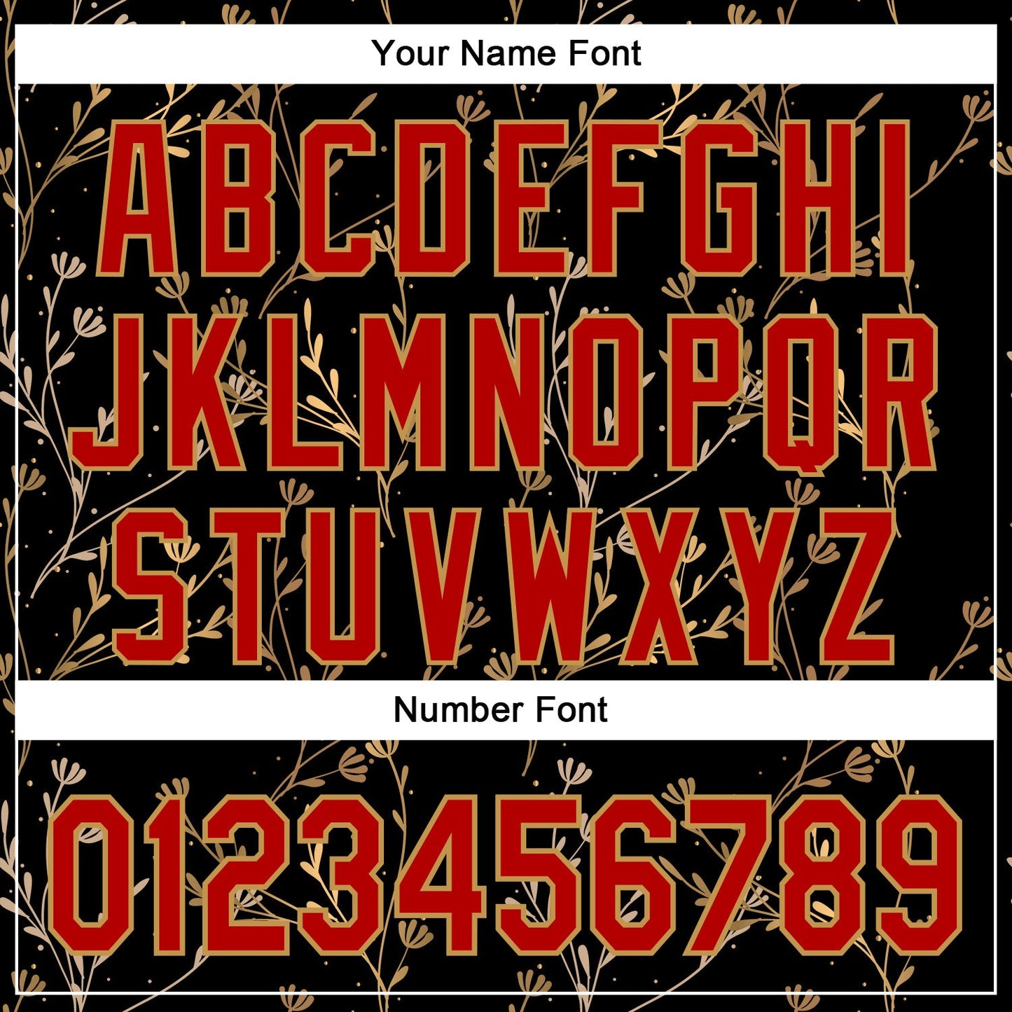 Custom Stitched Black Red-Old Gold 3D Pattern Design Golden Subtle Floral Sports Pullover Sweatshirt Hoodie