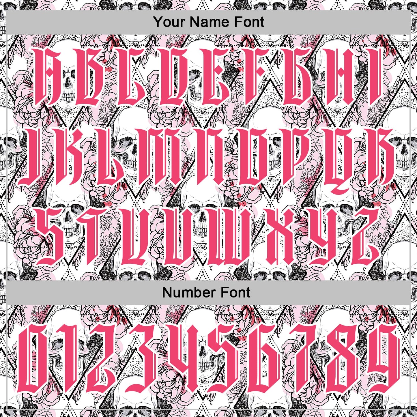 Custom White Neon Pink-Black 3D Skull Roses Gothic Geometric Diamond Grid Sports Pullover Sweatshirt Hoodie
