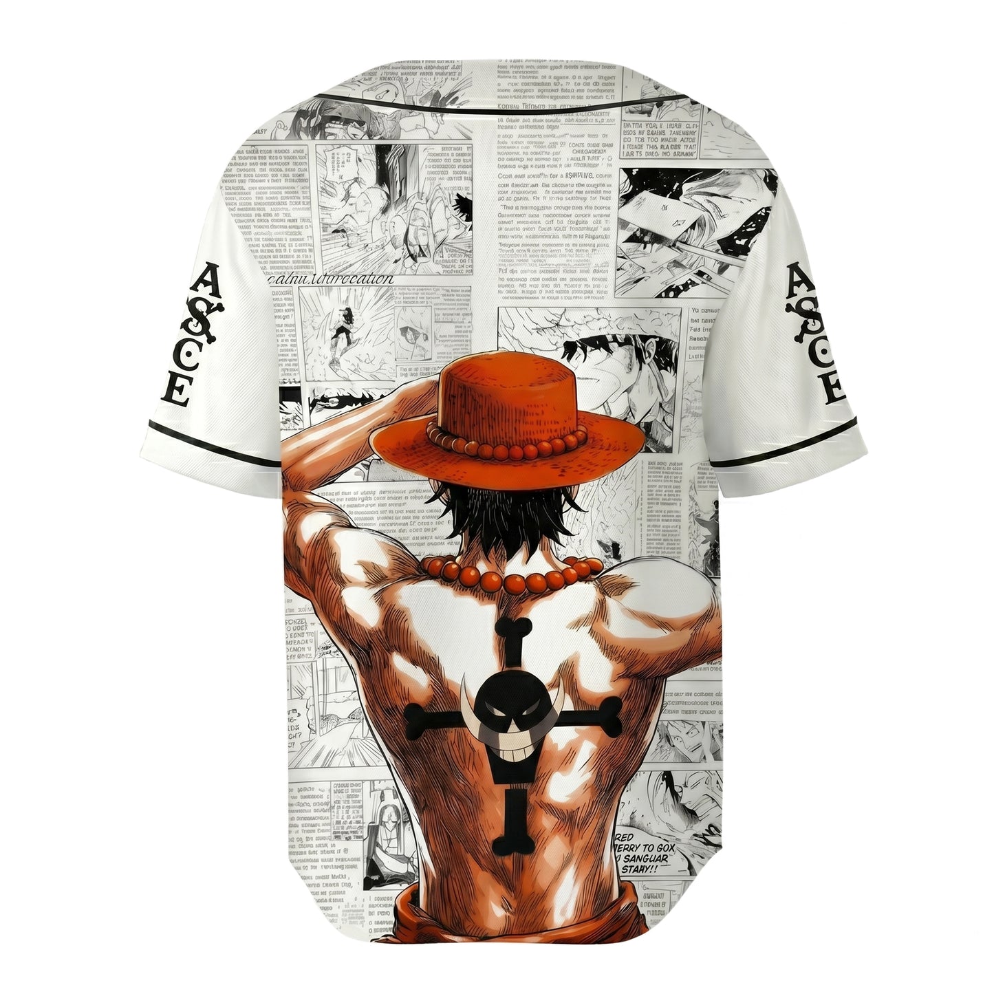 White Orange-Black Authentic Baseball Jersey, Anime Pirate Inspired Button Up Jersey, Manga Fan Cosplay Sports Shirt