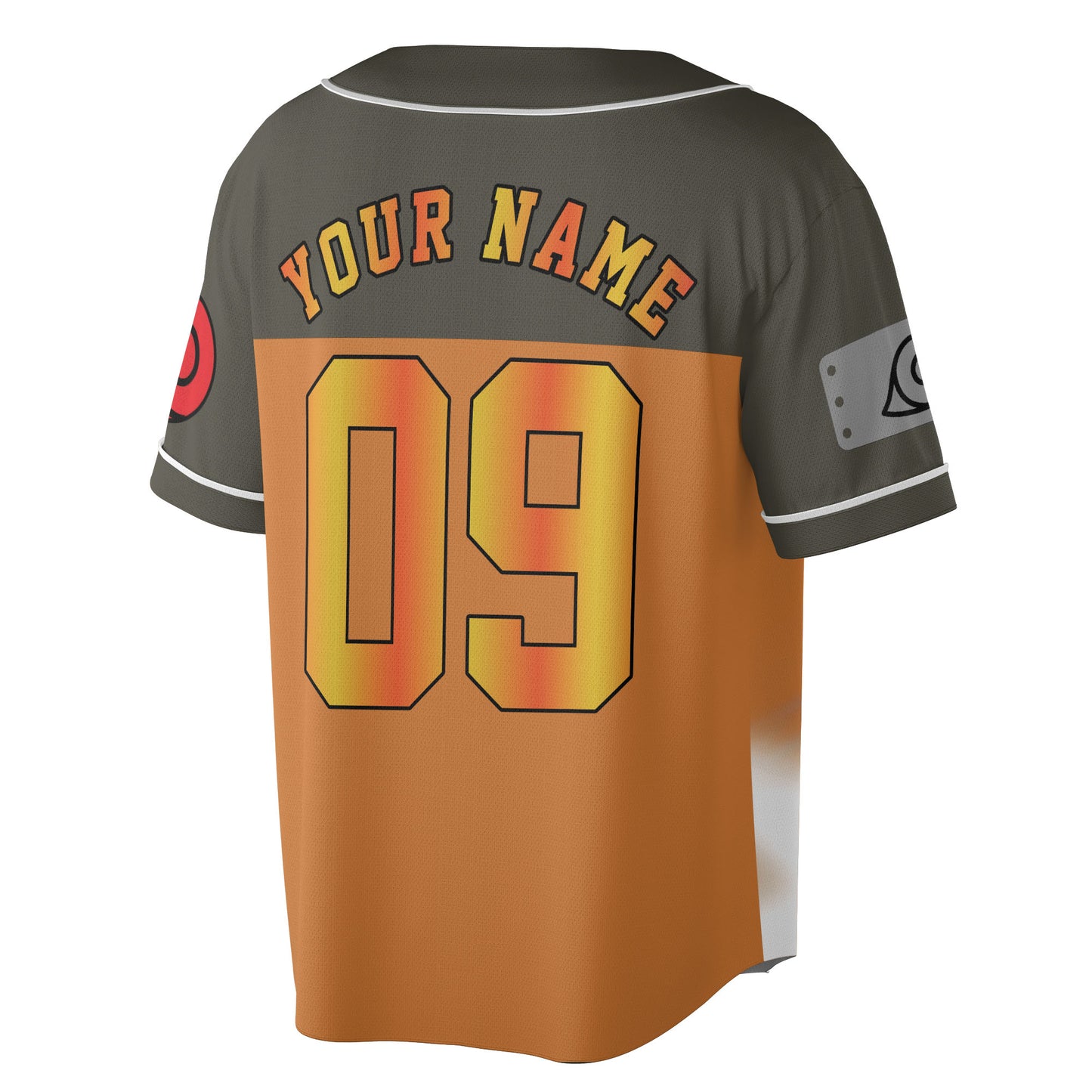Custom Olive Orange-White Authentic Baseball Jersey, Anime Ninja Inspired Button Up Jersey, Manga Fan Cosplay Sports Shirt
