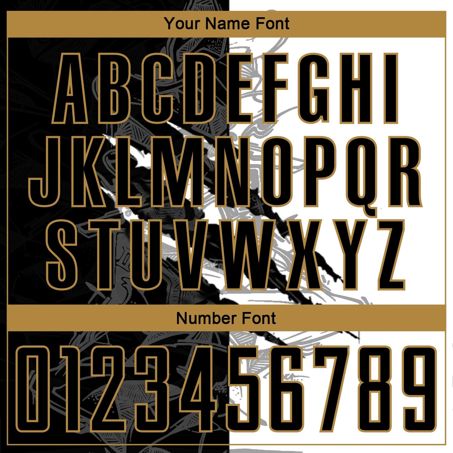 Custom Graffiti Pattern Black-Old Gold Scratch Round Neck Sublimation Basketball Uniform Jersey
