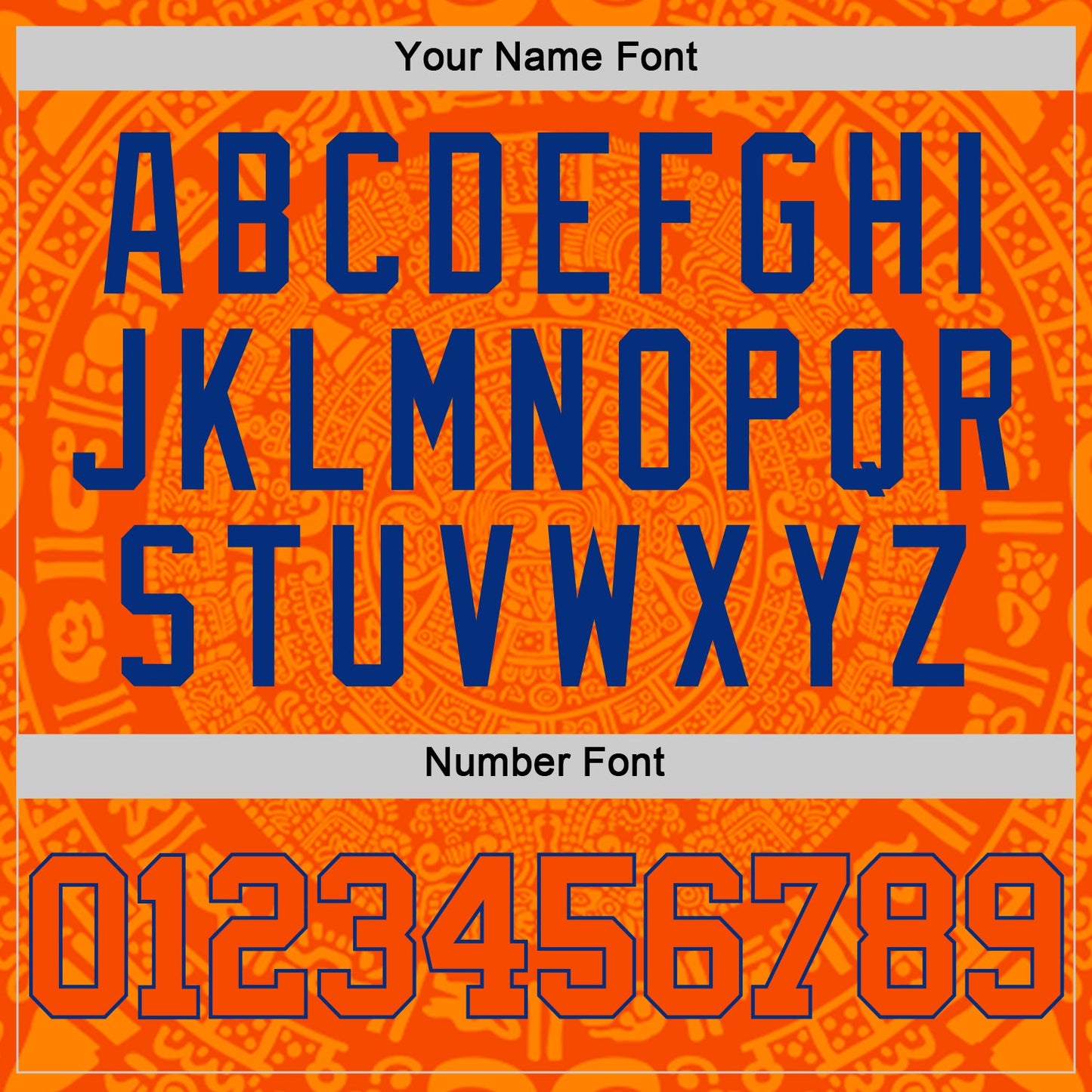 Custom Orange-Royal Tribal Ethnic Aztec Sun Stone Side Panel Stripe Round Neck Sublimation Basketball Set Jersey