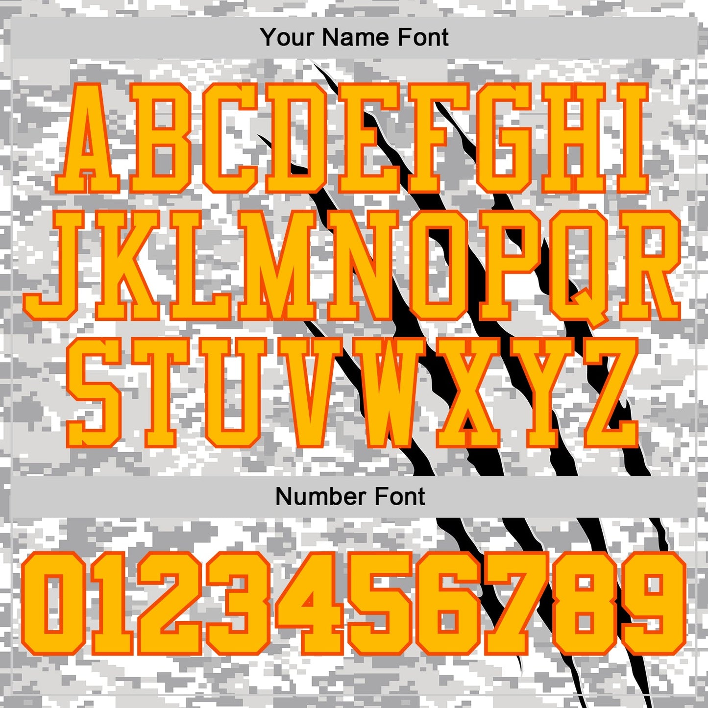 Custom Camo Gold-Orange Digital Camouflage Claw Scratch Round Neck Sublimation Salute To Service Basketball Uniform Jersey