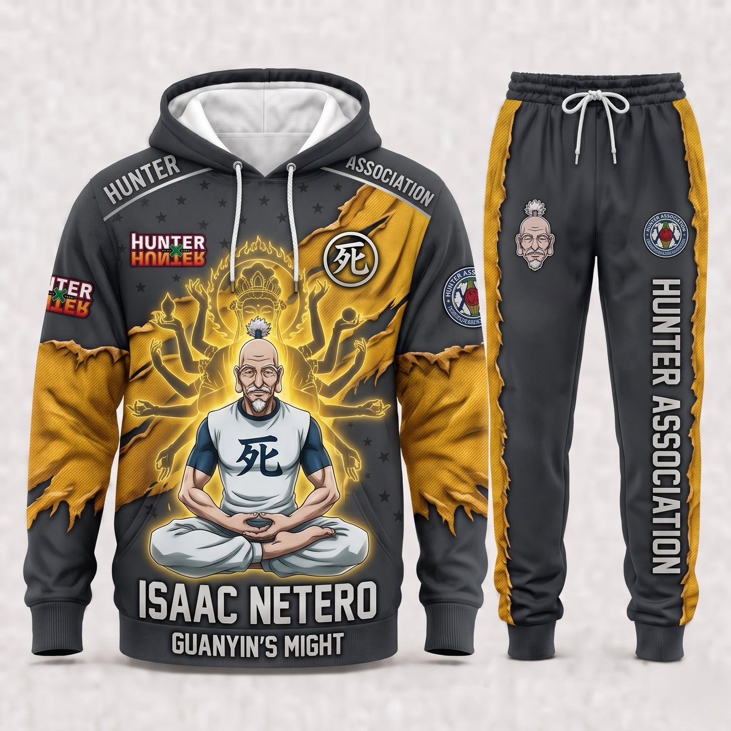 Anime Hunter Hoodie & Sweatpants Set — Manga Inspired Tracksuit — Character Graphic Jogger Set for A - Custom Fan Apparel Image 16