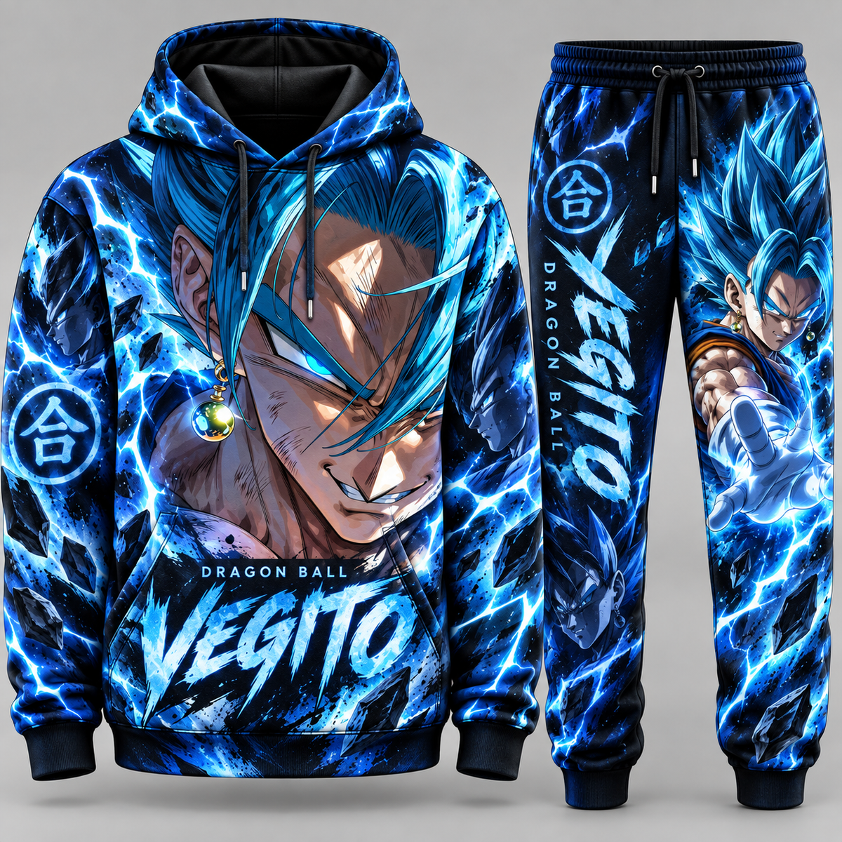 Vegito Blue Hair Form Fan Set — Dragon Ball Hoodie & Sweatpants
