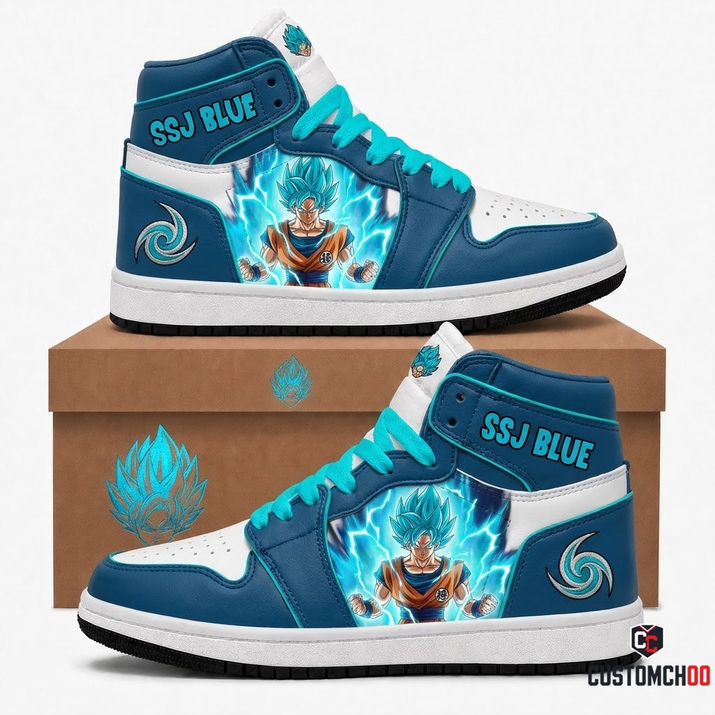 Son Goku Ultra Instinct Anime Canvas High Top Sneakers - 08. SSJ Blue Godly