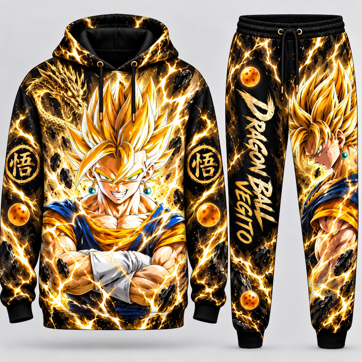 Vegito Yellow Hair Form Fan Set — Dragon Ball Hoodie & Sweatpants