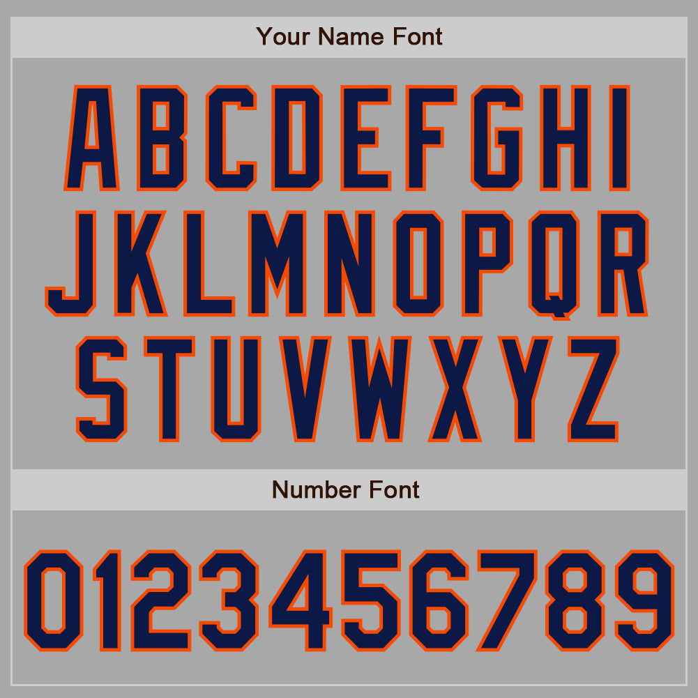 Custom Stitched Gray Navy-Orange Baseball Pullover Sweatshirt Hoodie