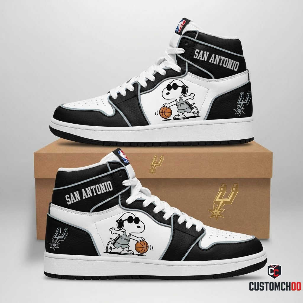 Snoopy NBA 30-Team Crossover Edition Canvas High Top Sneakers - San Antonio Spurs