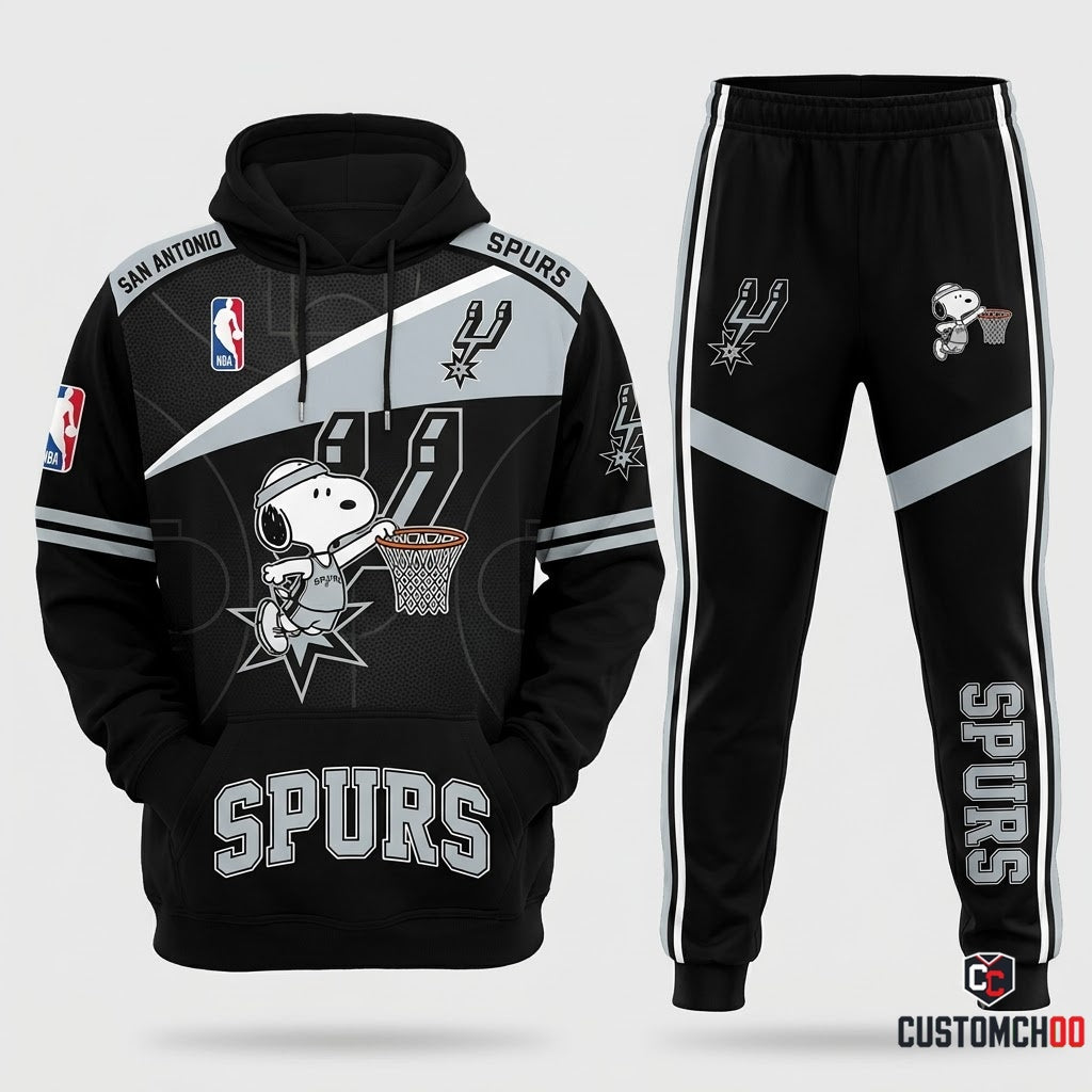 Snoopy NBA 30-Team Slam Dunk Edition Tracksuit Set - Hoodie & Jogger Pants - San Antonio Spurs