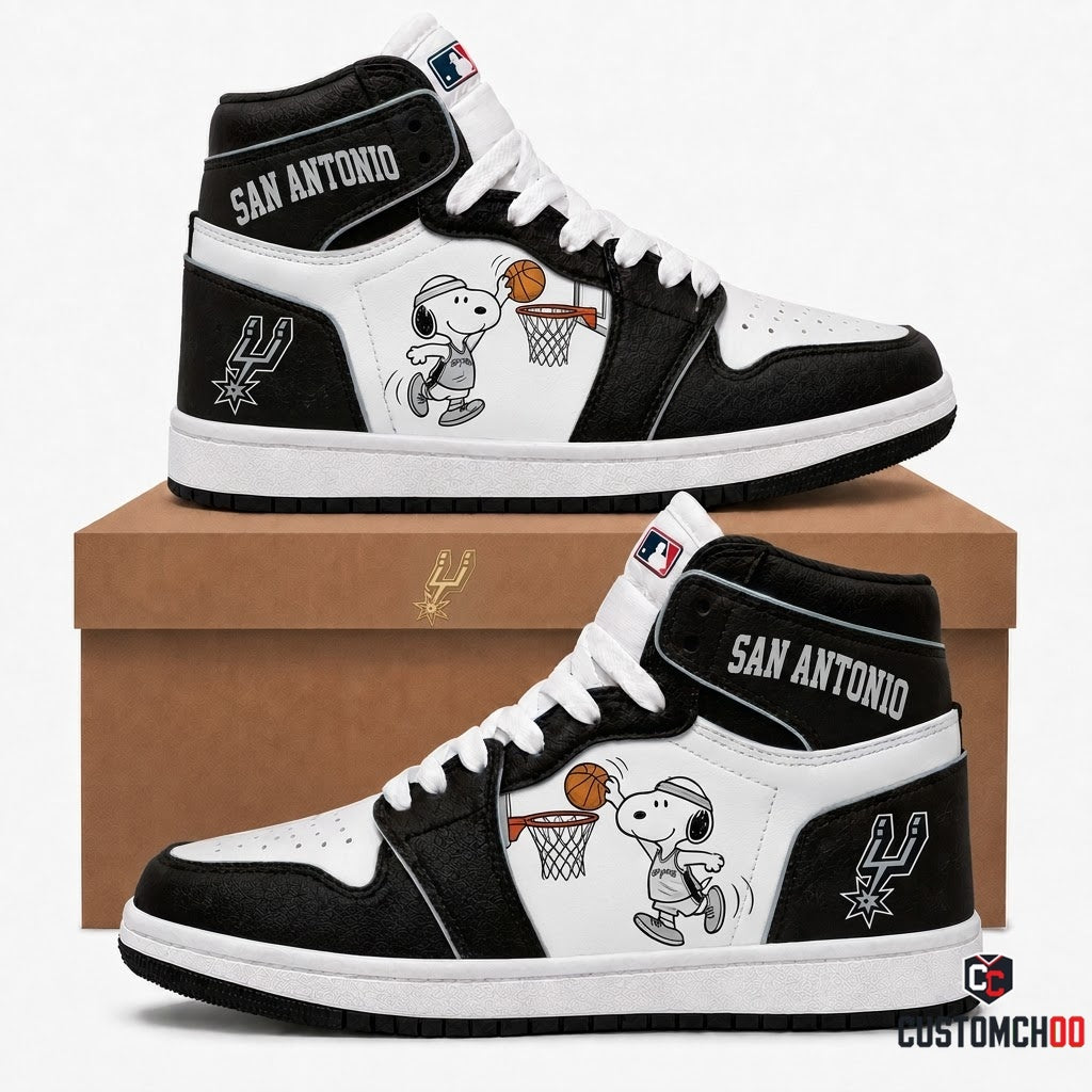 Snoopy NBA 30-Team Slam Dunk Edition Canvas High Top Sneakers - San Antonio Spurs
