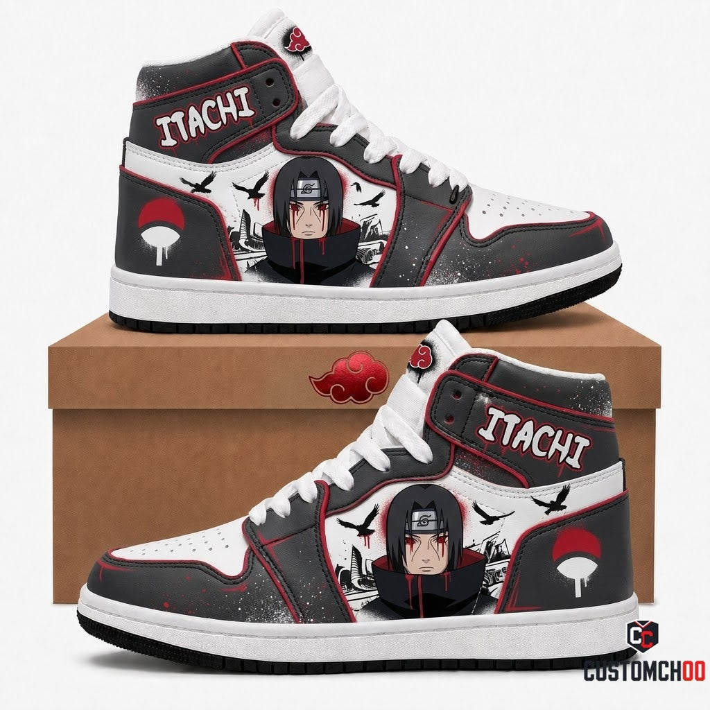 Itachi Uchiha Anime Canvas High Top Sneakers - 08. Street Graffiti