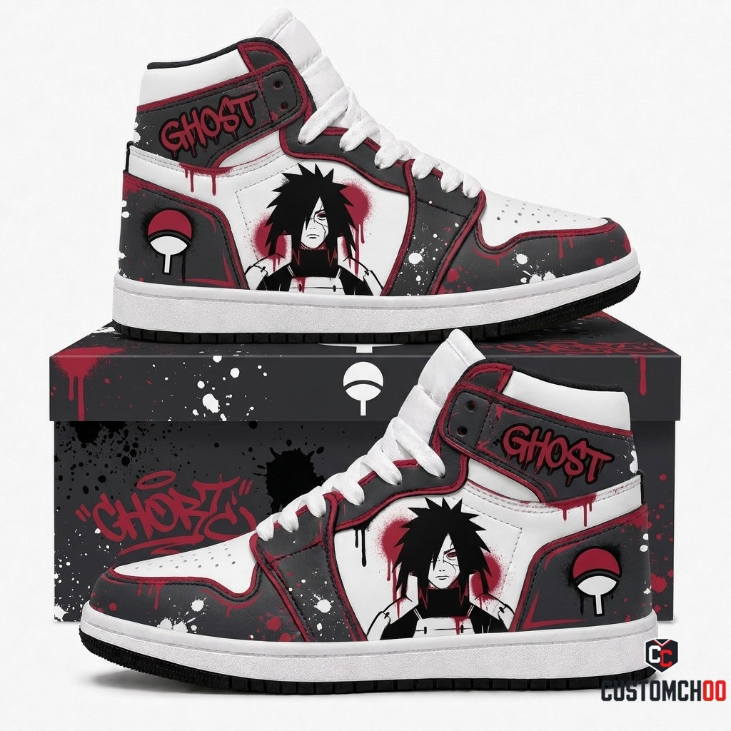 Madara Uchiha Anime Canvas High Top Sneakers - 08. Street Graffiti