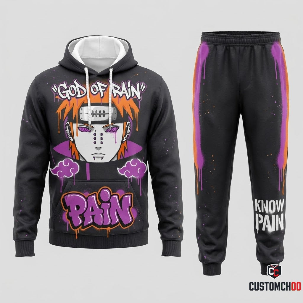 Pain (Nagato) Anime Tracksuit Set - Hoodie & Jogger Pants - 08. Street Graffiti