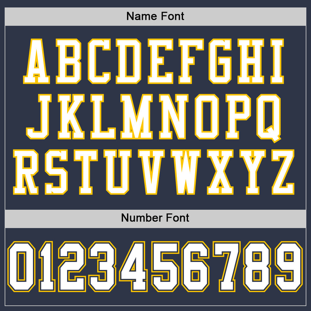 Custom Navy White-Gold Mesh Authentic Throwback Football Jersey