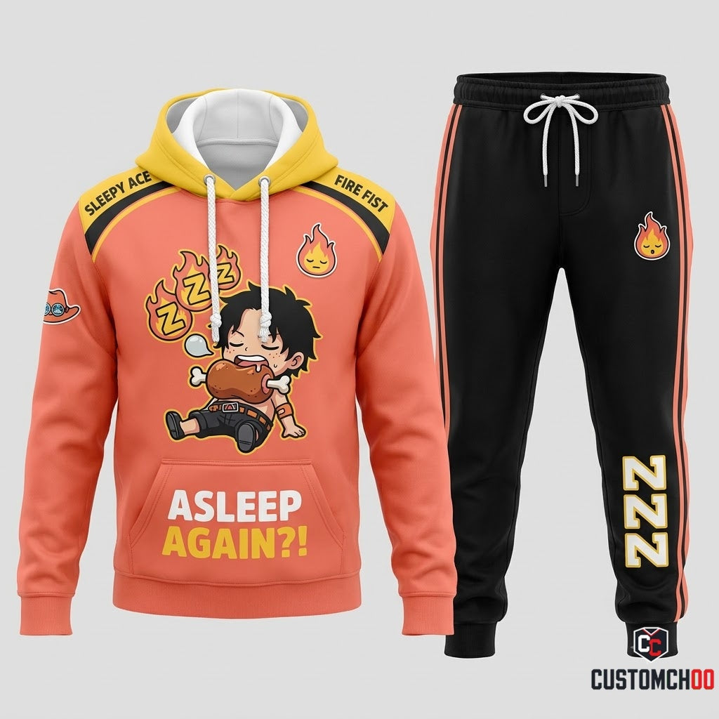 Portgas D. Ace Fire Fist Anime Tracksuit Set - Hoodie & Jogger Pants - 08. Chibi Pop