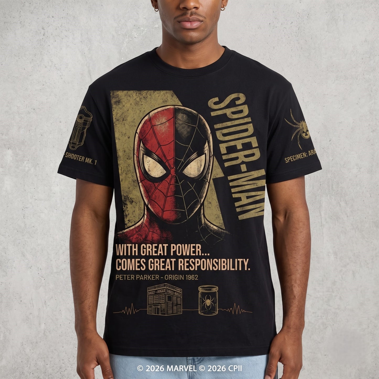 Black Long Sleeve Shirt, Comic Web Hero Inspired Back Print Tee, Superhero Fan Streetwear Gift