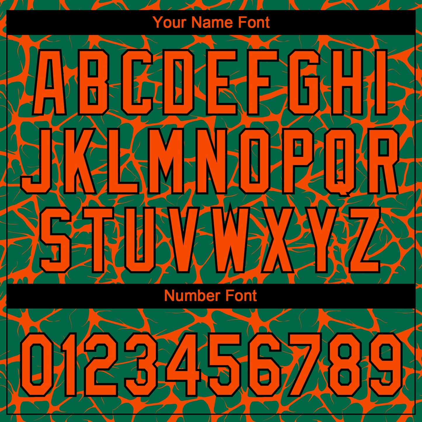 Custom Kelly Green Orange-Black Abstract Network Crackle Two-Button Unisex Softball Jersey