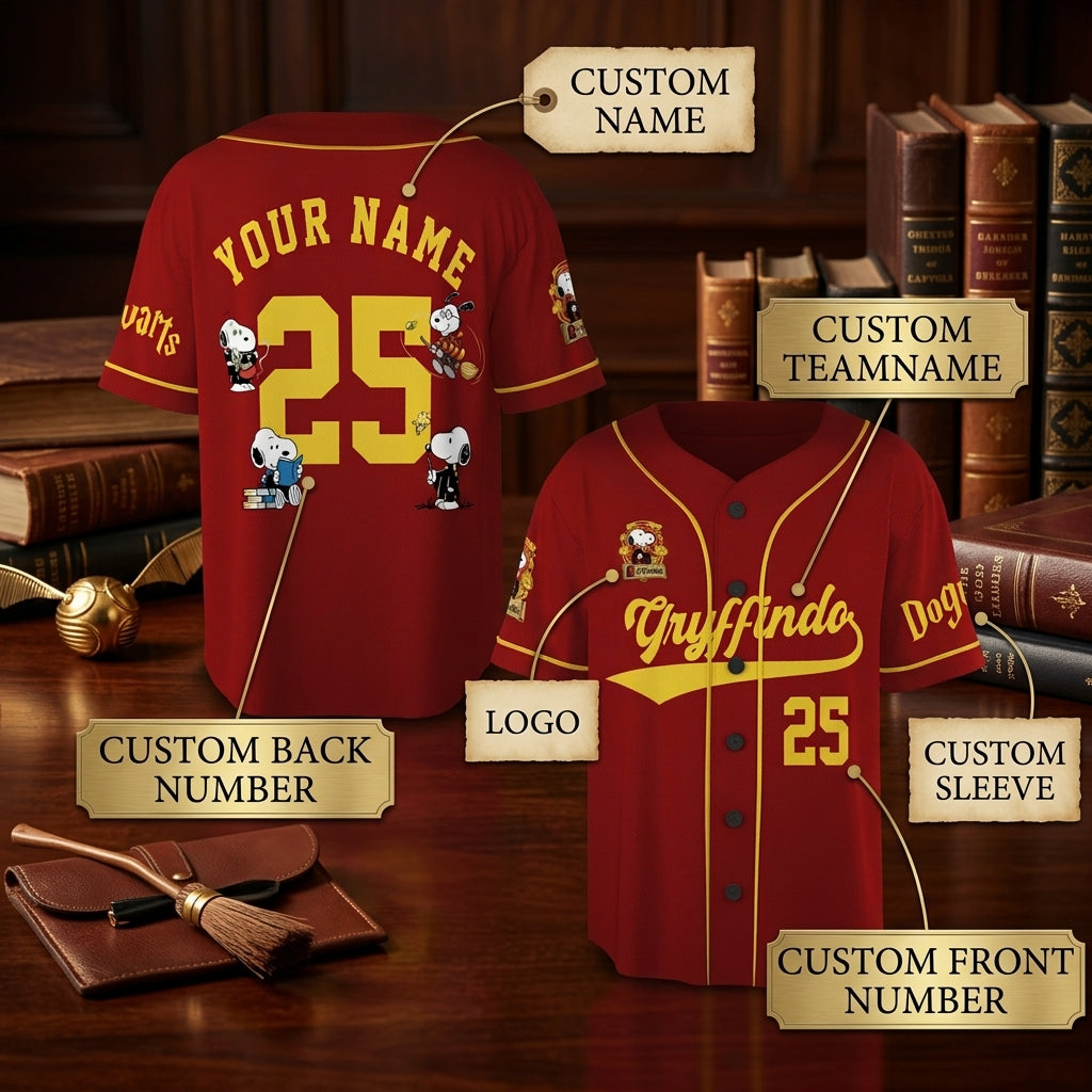 Custom Wizard House Beagle Baseball Jersey, Personalized Magic School Dog Team Shirt