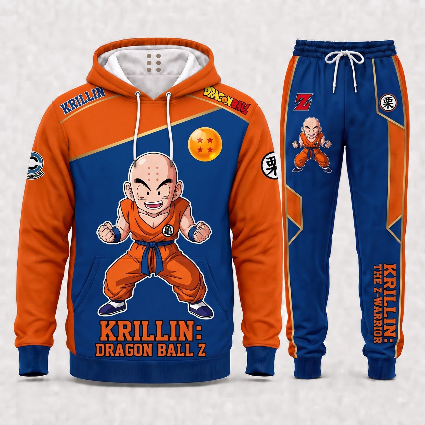 Krillin Hoodie & Sweatpants Tracksuit Set — Dragon Ball Z Inspired - Custom Fan Apparel Image 1