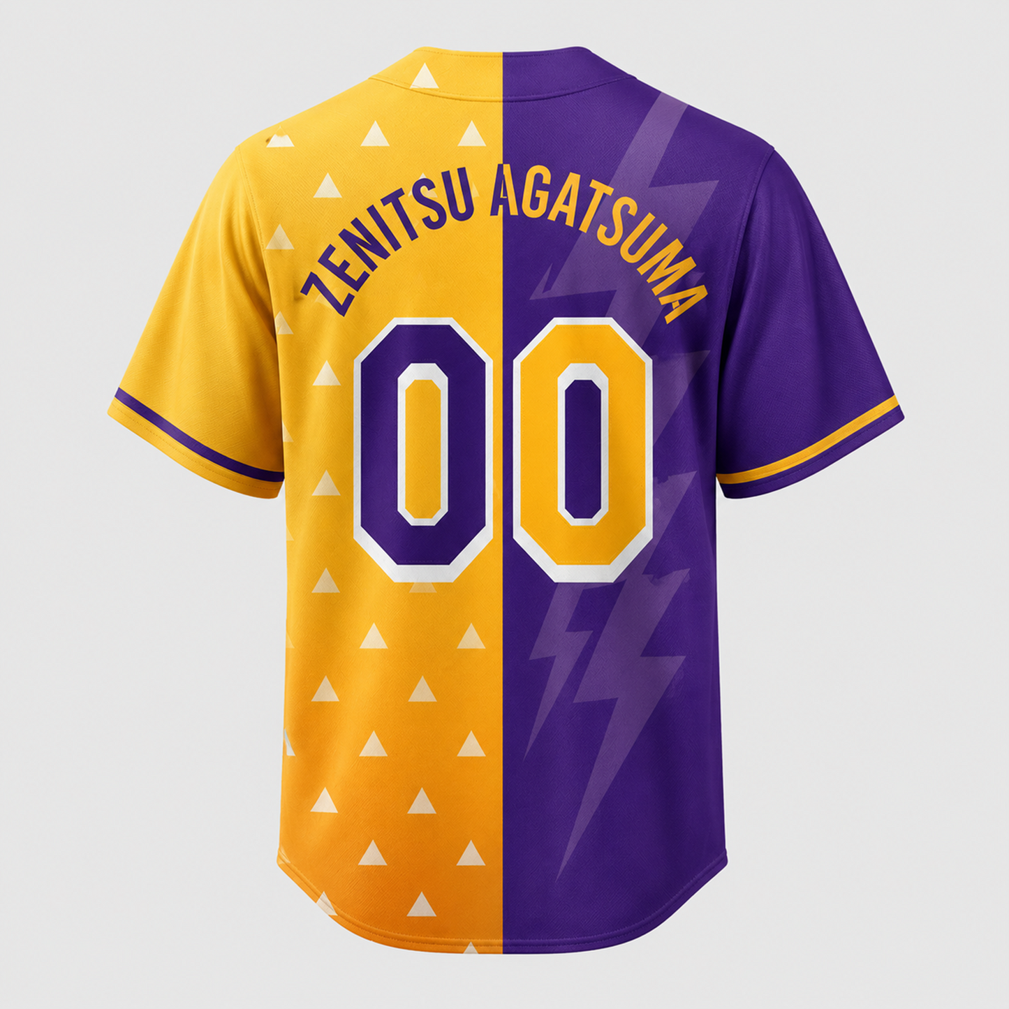 Purple Gold Thunder Fan Jersey, Zenitsu Inspired Baseball Shirt