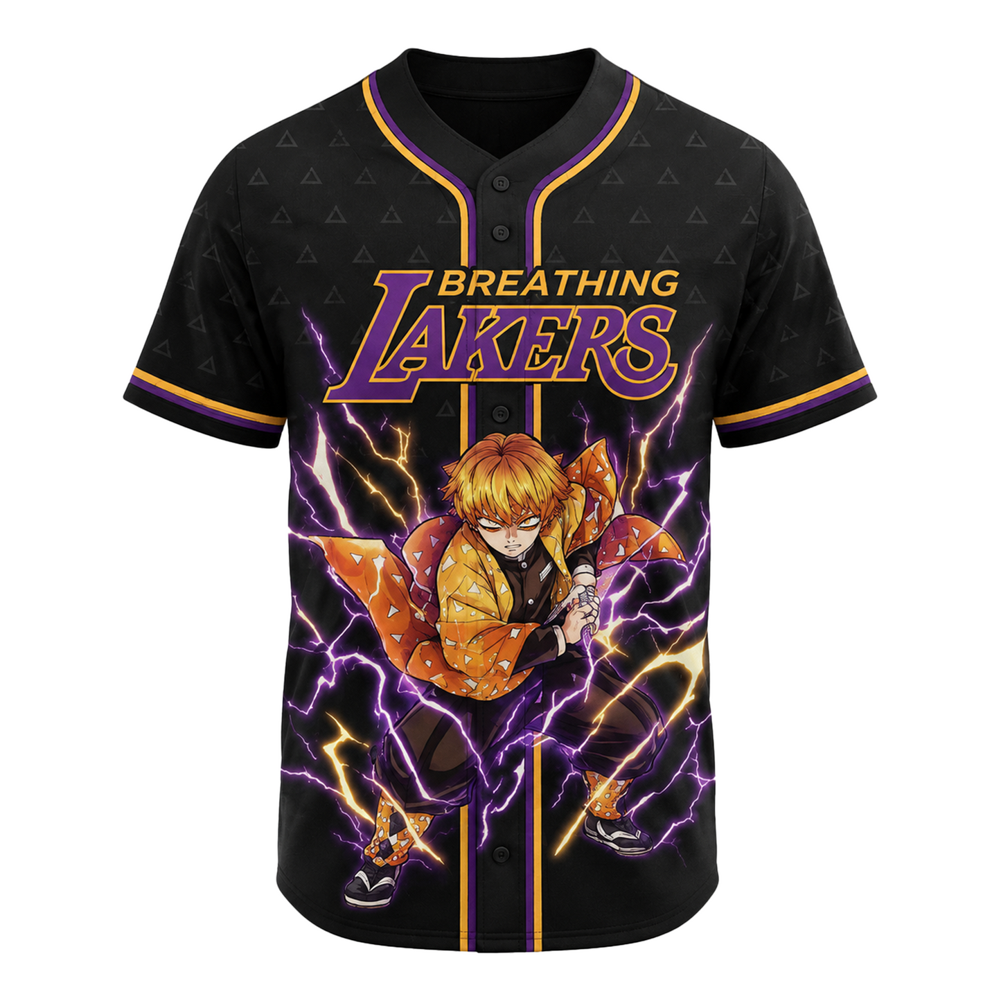 Custom Thunder Breathing Baseball Jersey, Yellow Anime Inspired Sports Shirt
