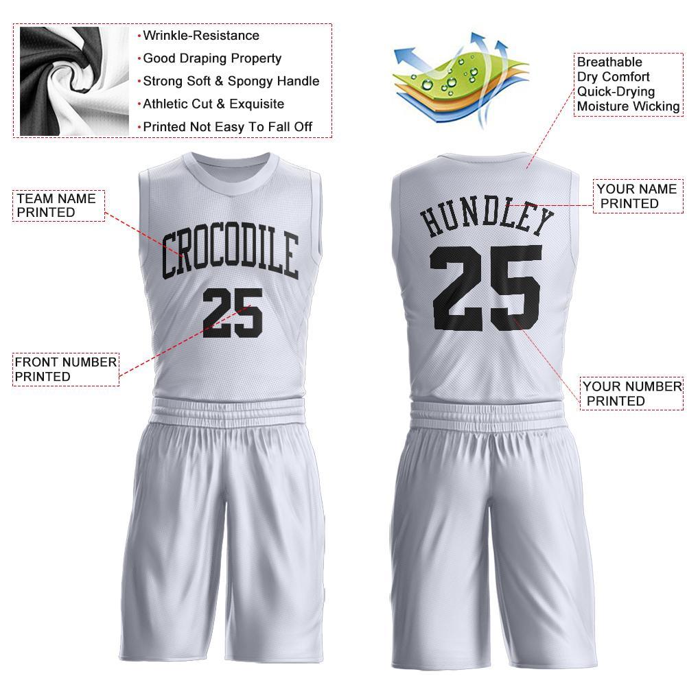 Custom White Black Round Neck Basketball Uniform Jersey