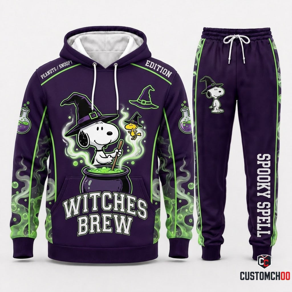 Snoopy & Woodstock Witches Brew Halloween Hoodie and Pants Set