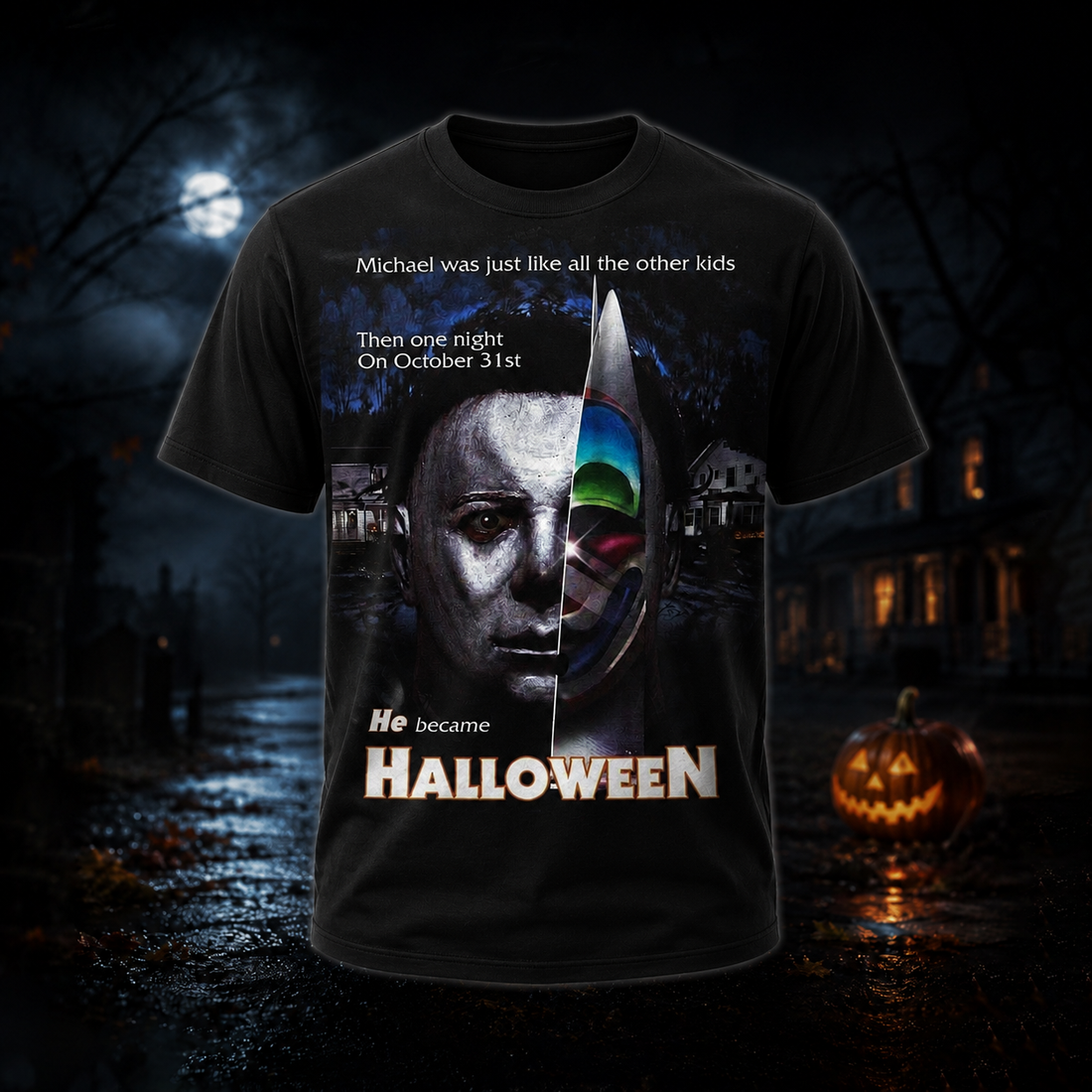 Halloween Masked Killer Graphic Shirt: Horror Streetwear Fit