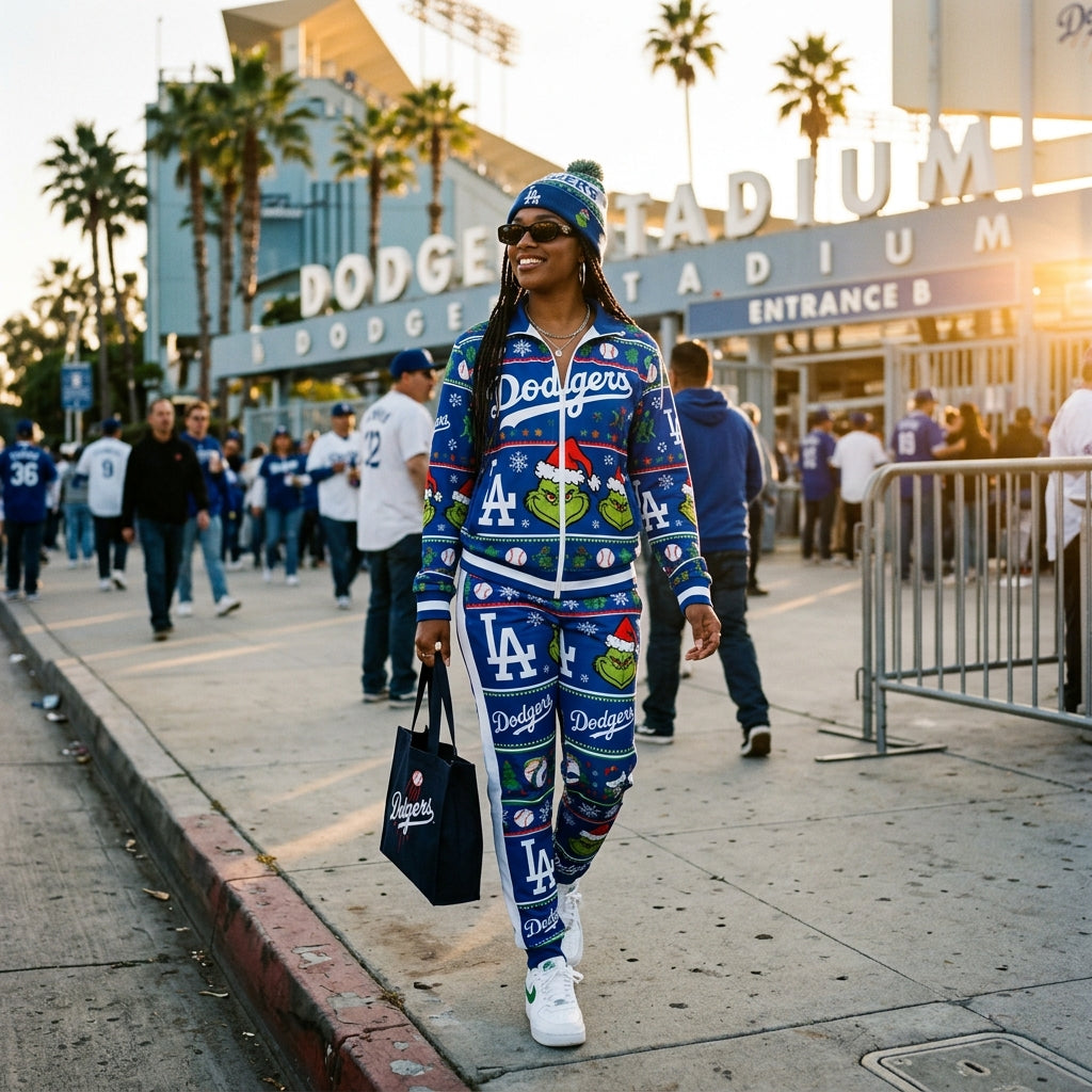 Los Angeles Dodgers Grinch-Inspired Christmas Tracksuit Set 2026 - Customchoo