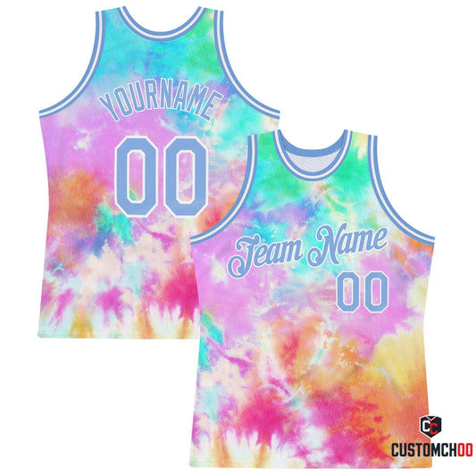 Custom Tie Dye Light Blue-White 3D Authentic Jersey 2026 - Customchoo