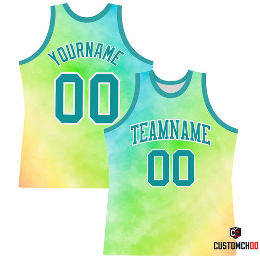 Custom Tie Dye Teal-White Round Neck Sublimation Jersey 2026 - Customchoo