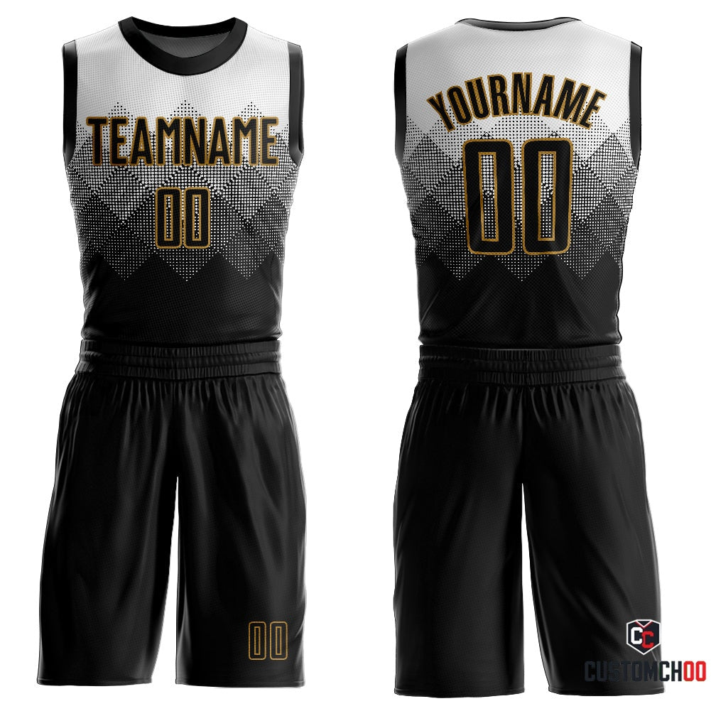 Custom White Black-Old Gold Round Neck Sublimation Fan Gear 2... - Customchoo
