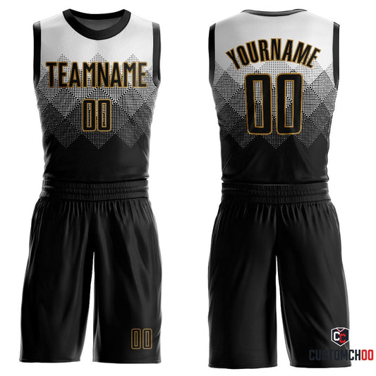 Custom White Black-Old Gold Round Neck Sublimation Fan Gear 2... - Customchoo