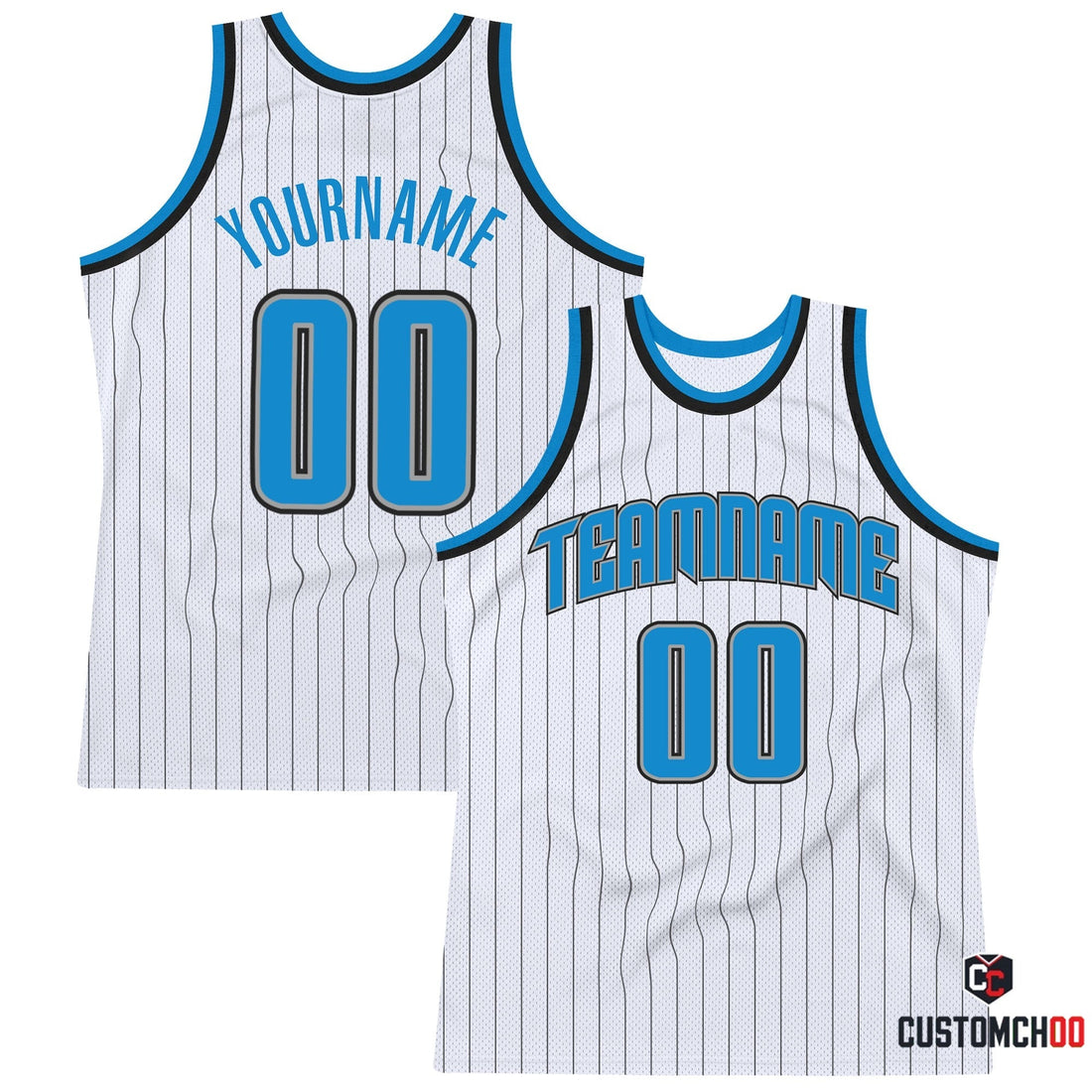 Custom White Black Pinstripe Blue-Gray Authentic Fan Gear 202... - Customchoo