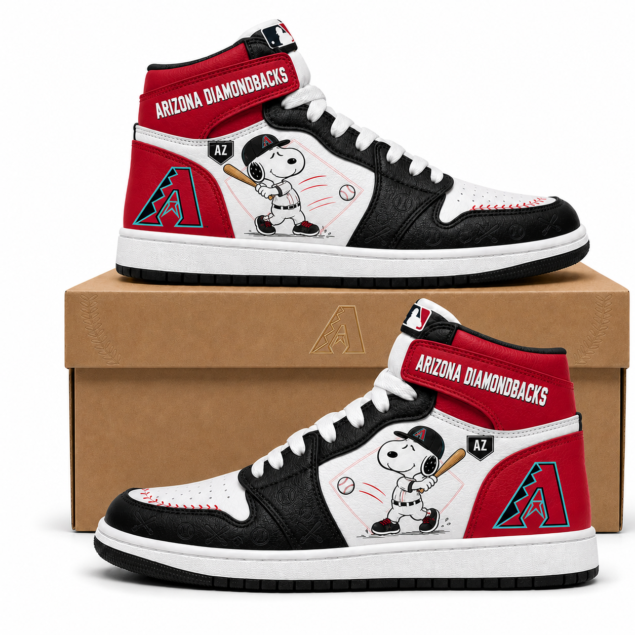 Snoopy MLB Baseball High Top Sneakers (Edition 3) | All 30 Teams Available - Custom Fan Apparel Image 1