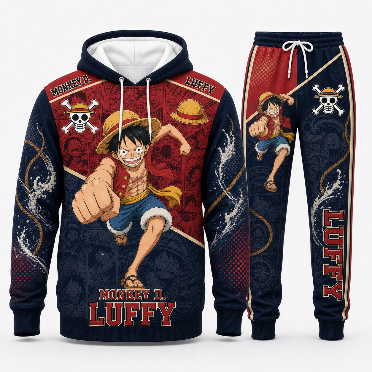 Monster Trio (Luffy, Zoro, Sanji) Hoodie & Sweatpants Tracksuit Set — One Piece Inspired - Custom Fan Apparel Image 8