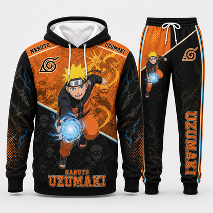 Uzumaki Naruto Hoodie & Sweatpants Tracksuit Set — Naruto Shippuden Inspired - Custom Fan Apparel Image 1
