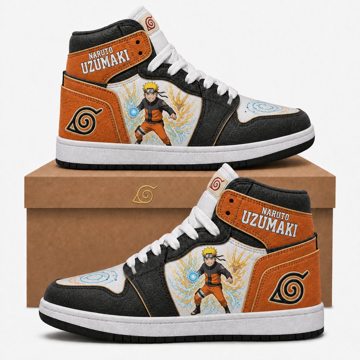 Uzumaki Naruto High Top Sneakers — Naruto Shippuden Inspired Fan Shoes - Custom Fan Apparel Image 1