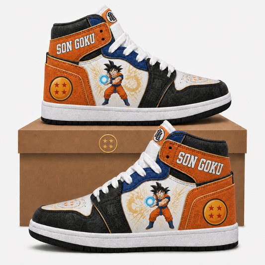 Son Goku High Top Sneakers — Dragon Ball Z Inspired Fan Shoes - Custom Fan Apparel Image 1