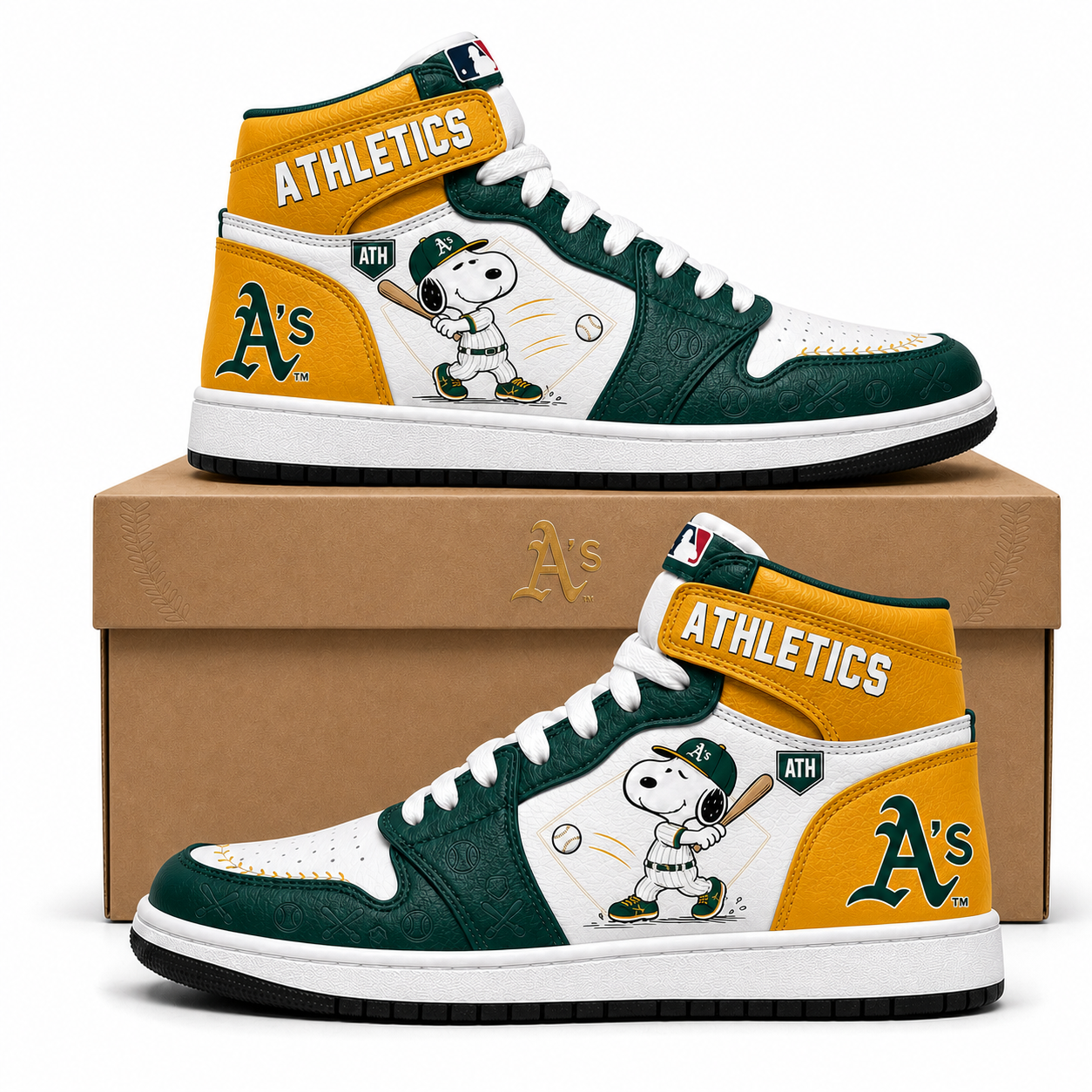 Snoopy MLB Baseball High Top Sneakers (Edition 3) | All 30 Teams Available - Custom Fan Apparel Image 2