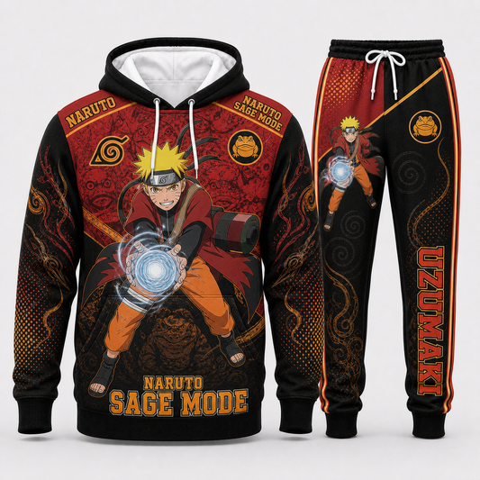 Naruto Sage Mode Hoodie & Sweatpants Tracksuit Set — Naruto Shippuden Inspired - Custom Fan Apparel Image 1
