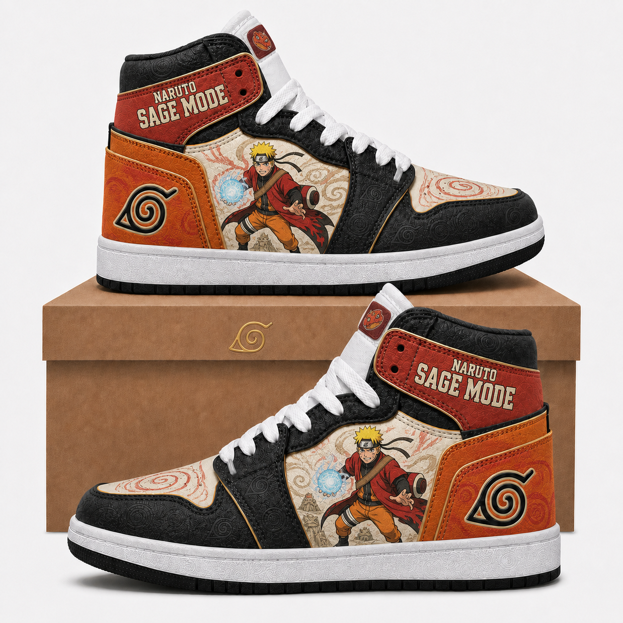 Naruto Sage Mode High Top Sneakers — Naruto Shippuden Inspired Fan Shoes - Custom Fan Apparel Image 1