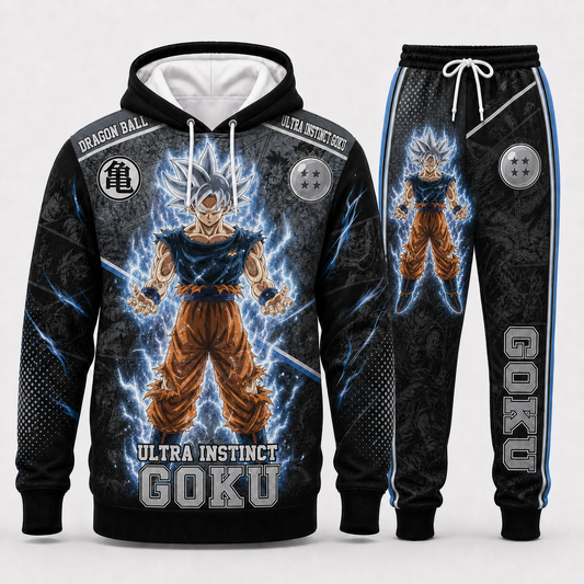 Goku Ultra Instinct Hoodie & Sweatpants Tracksuit Set — Dragon Ball Super Inspired - Custom Fan Apparel Image 1